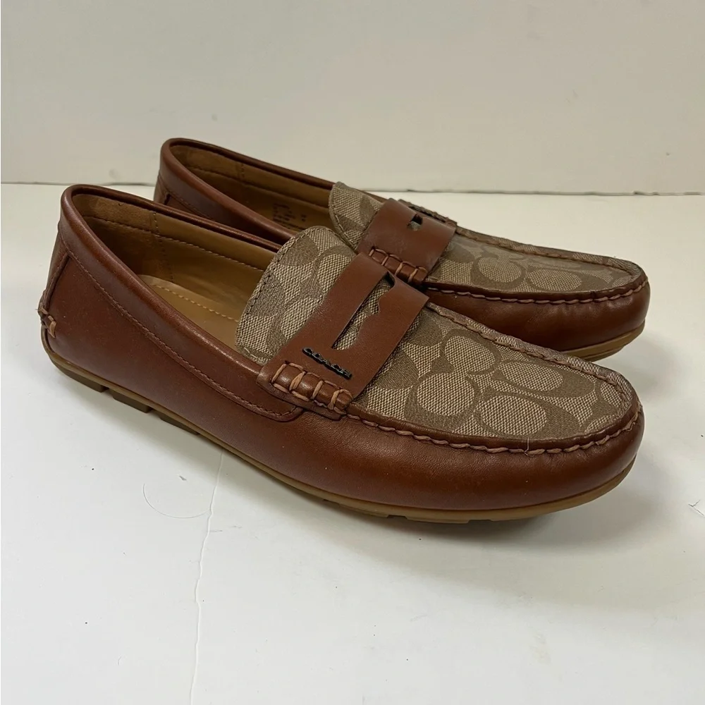 Coach Men's Brown Signature Driver Loafer Shoes 7D